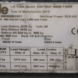 YALE ERP18VF Stivuitor electric 1.80T 3.21M 2019 INM86