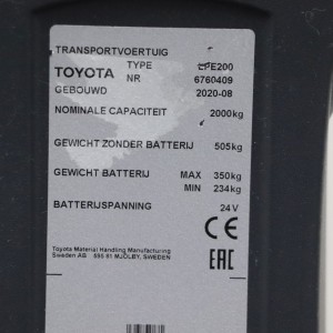 Toyota LPE200 Transpaleta electrica  2.00T 2020 MOL12