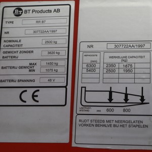 BT RR B7 Reach Truck 2.50T 6.30M 1997 JNS35