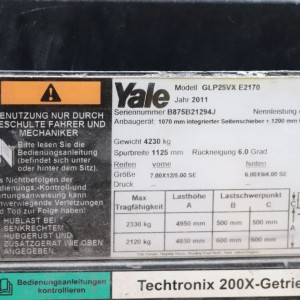 YALE GLP25VX Stivuitor GPL 2.50T 4.95M 2011 AOI78