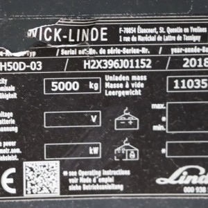 LINDE H50D-03 Diesel forklift 5.00T 4.61M 2018 NOM13