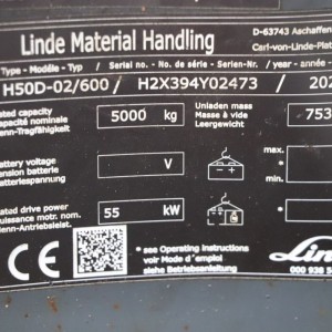 LINDE H50D-02/600 Diesel forklift 5.00T 4.66M 2021 NOL65