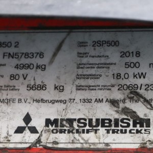MITSUBISHI FB50 2 Electric forklift 5.00T 5.00M 2018 BNU27