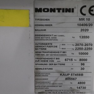 Montini MR 10 Stivuitor electric 10.00T 6.71M 2020 ROA17