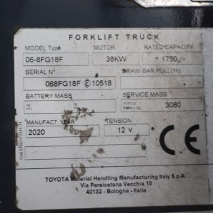 Toyota 06-8FG18F Stivuitor GPL 1.80T 6.00M 2020 UOM20