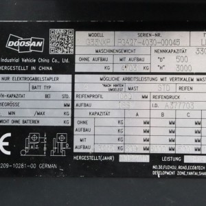DOOSAN G33NXP Stivuitor GPL 3.30T 3.00M 2022 OOL92