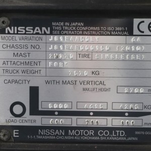 NISSAN JG1F4A50LY Stivuitor GPL 5.00T 3.70M 2010 BOM53